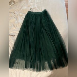 Green tulle midi skirt